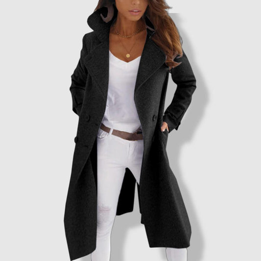Wool Longline Trench Coat | Double-Breasted Warmth and Style