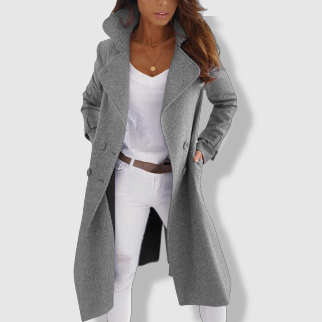 Wool Longline Trench Coat | Double-Breasted Warmth and Style