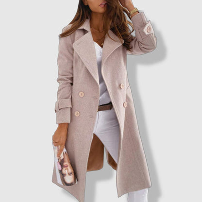 Wool Longline Trench Coat | Double-Breasted Warmth and Style