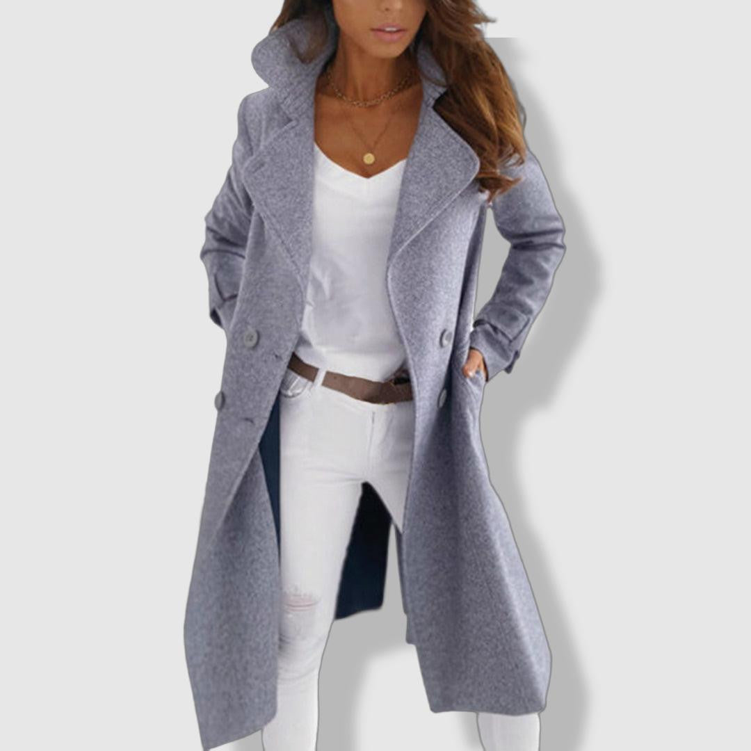 Wool Longline Trench Coat | Double-Breasted Warmth and Style