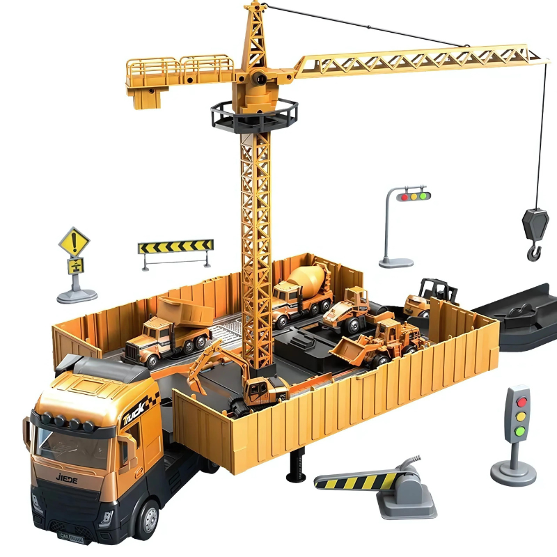Transformable Construction Truck Toy | Light, Sound & Mini Vehicles