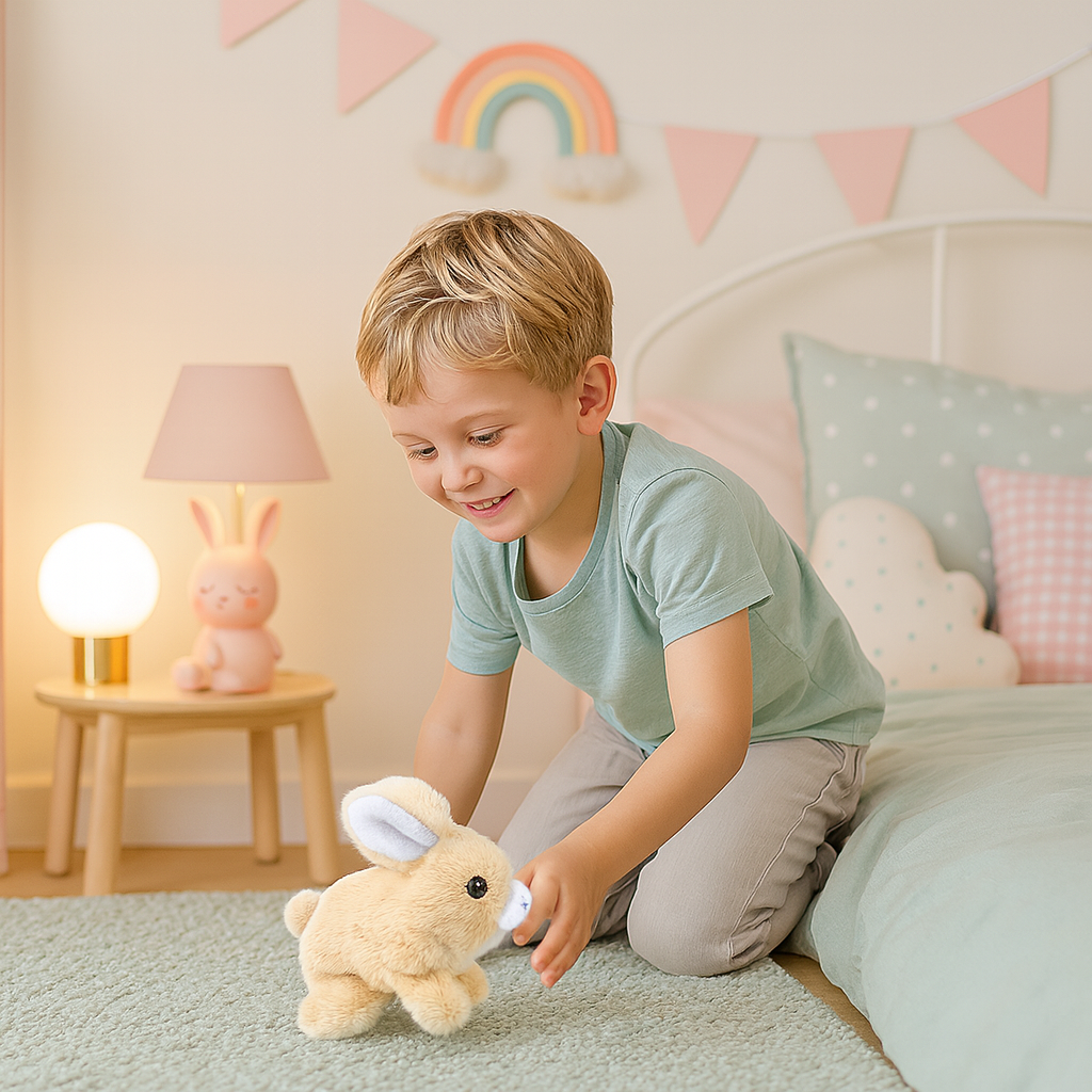Interactive Plush Bunny Toy | Soft Fabric with Jumping Action