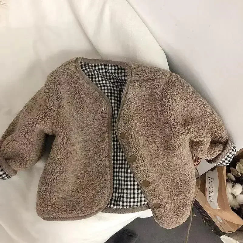 Reversible Kids Jacket | Cozy Plush Plaid Design