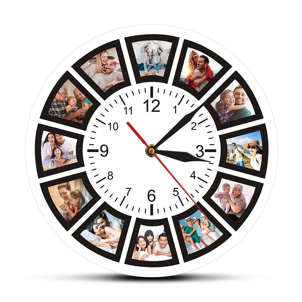 Customizable Wall Clock | Stylish Photo Collage Display