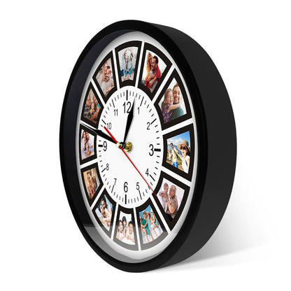 Customizable Wall Clock | Stylish Photo Collage Display