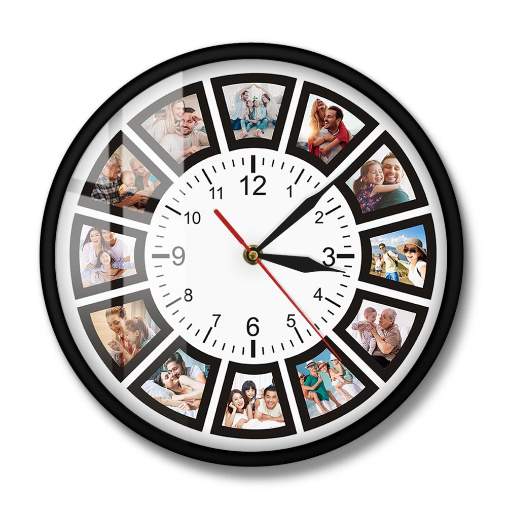 Customizable Wall Clock | Stylish Photo Collage Display