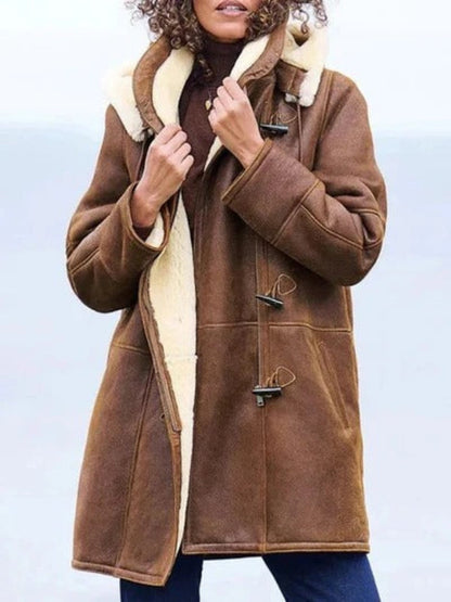 Hooded Long Winter Jacket | Cozy Shearling Lined Design