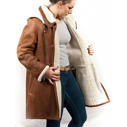 Hooded Long Winter Jacket | Cozy Shearling Lined Design