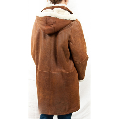 Hooded Long Winter Jacket | Cozy Shearling Lined Design