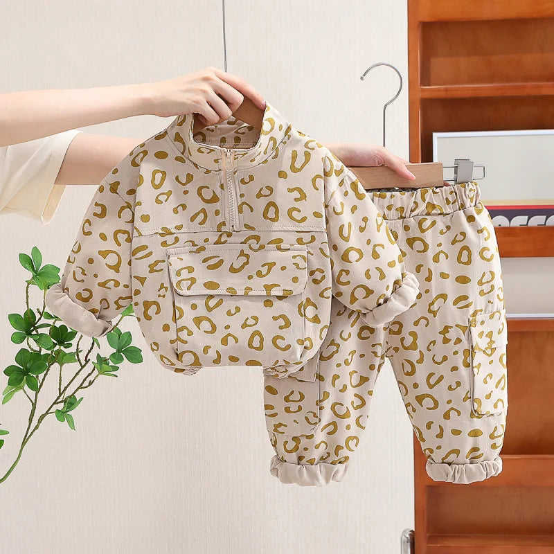 Leopard Print Casual Outfit | Soft Cotton 2-Piece Set