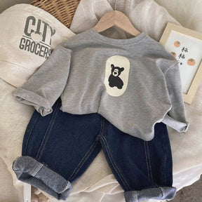 Mini Bear Print Sweater | Comfy Casual Cotton Design