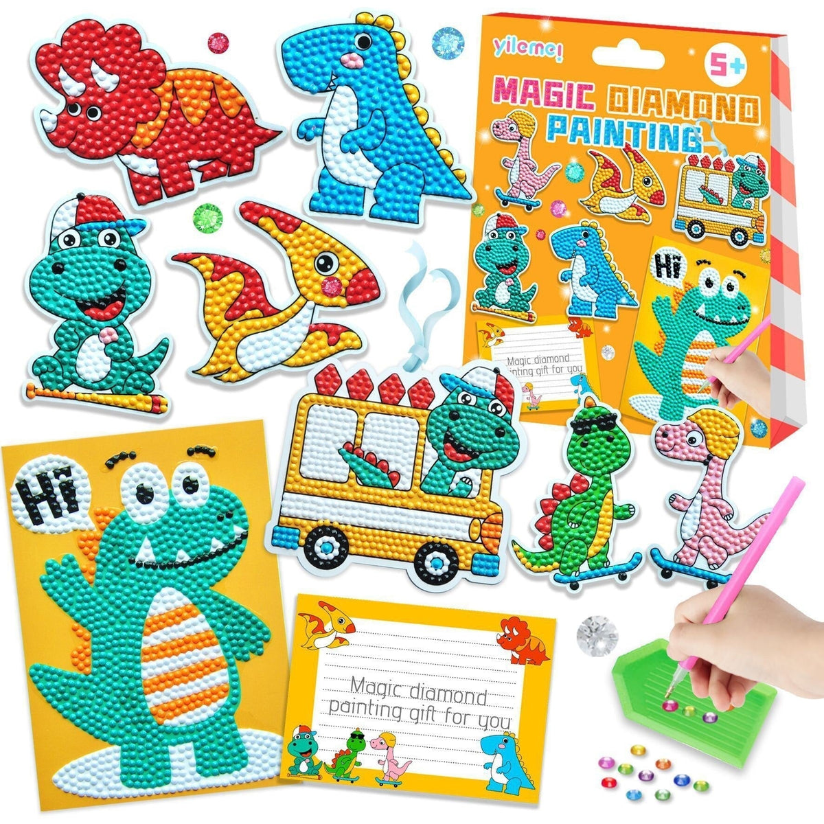 Diamond Painting Kit for Kids | Sparkling Dinosaur Art Activity