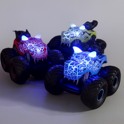 RC Monster Truck with LED Lights | Dinosaur Design, Smoke Effect, 360° Rotation
