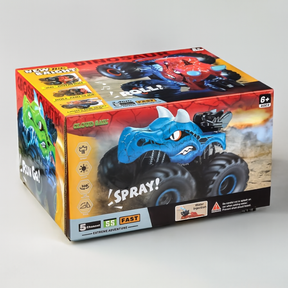 RC Monster Truck with LED Lights | Dinosaur Design, Smoke Effect, 360° Rotation