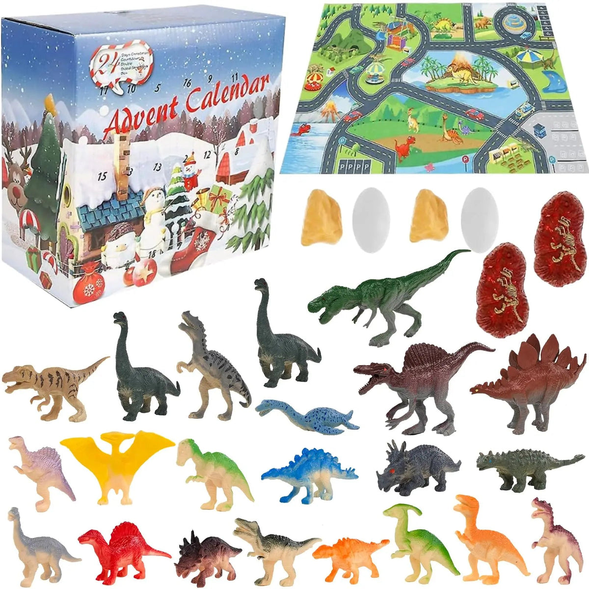 Dinosaur Advent Calendar | 28 Miniature Figures with Play Mat
