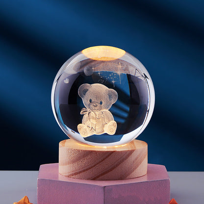 3D Crystal Night Light | USB-Powered Ambient Lamp