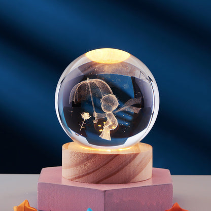 3D Crystal Night Light | USB-Powered Ambient Lamp