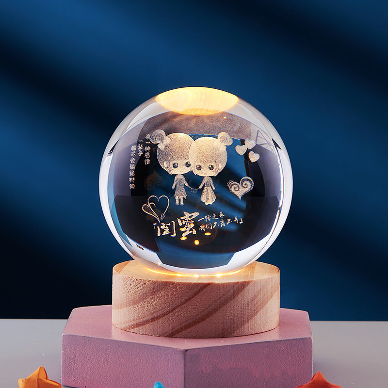 3D Crystal Night Light | USB-Powered Ambient Lamp
