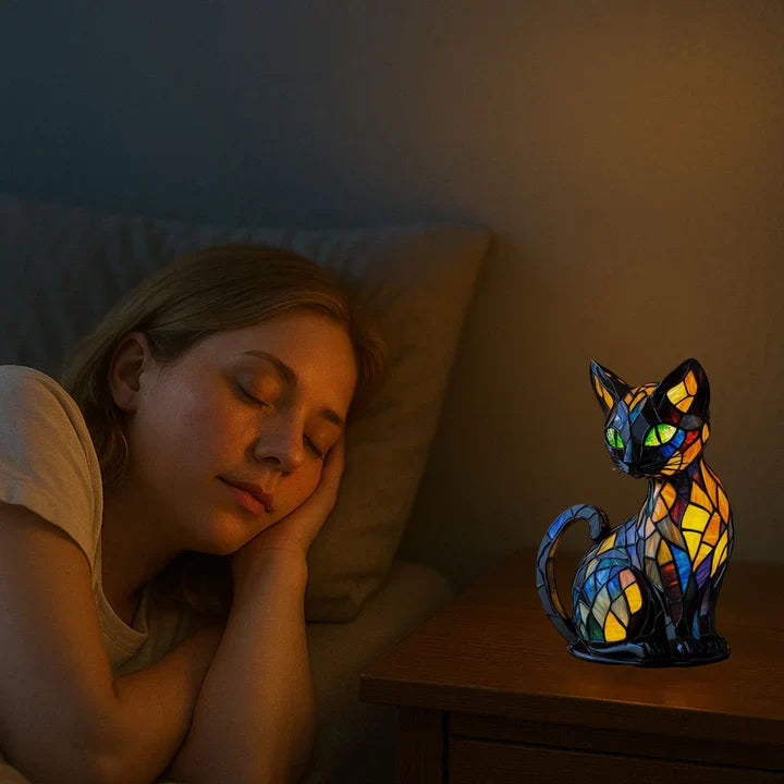 Stained Glass Cat Lamp | Unique Decorative Lighting for Cozy Spaces
