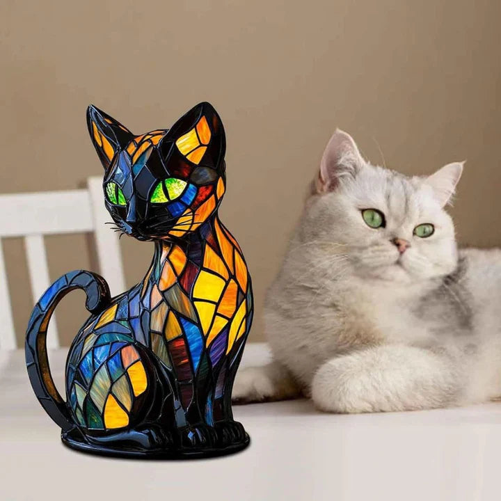 Stained Glass Cat Lamp | Unique Decorative Lighting for Cozy Spaces