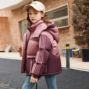 Girls' Duck Down Puffer Jacket | Stylish Gradient Insulated Coat