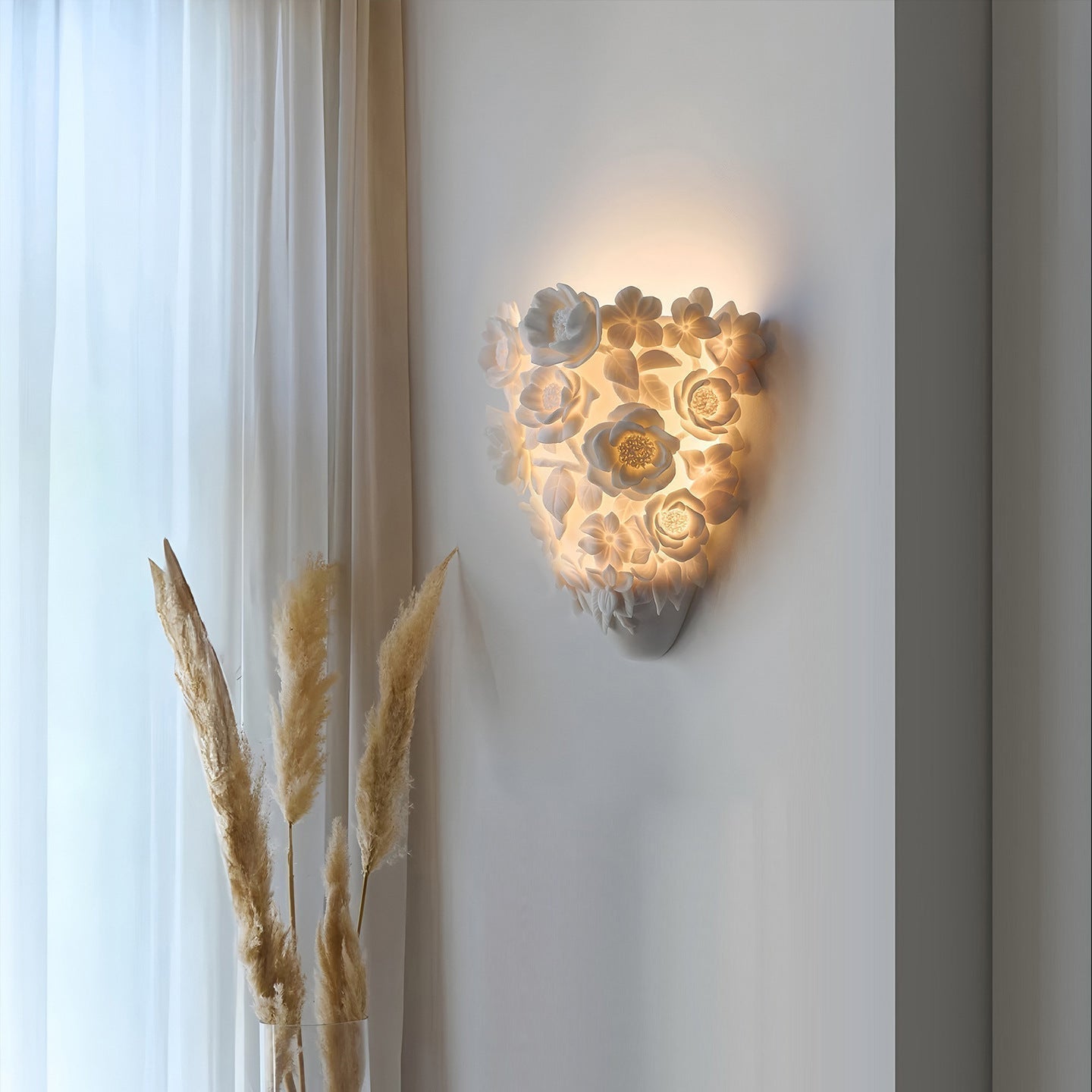 Ceramic Flower Wall Lamp | Elegant Floral Design for Home Decor