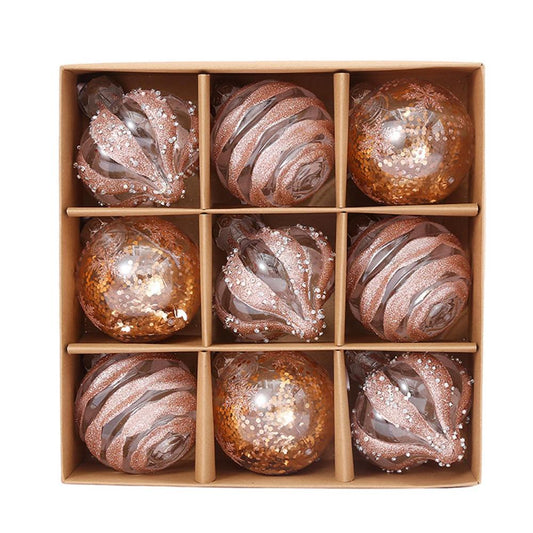 Luxury Gold Christmas Baubles | Elegant Champagne Rose Gold Set