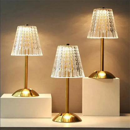 Vintage Table Lamp | Elegant Crystal Shade with Adjustable Lighting