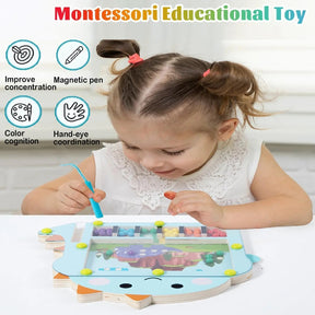 Wooden Magnetic Ball Maze | Fun Challenge with Colorful Beads
