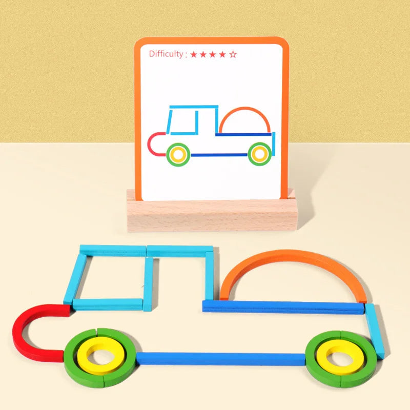 Wooden Shape Puzzle Toy | Colorful 120-Piece Learning Fun