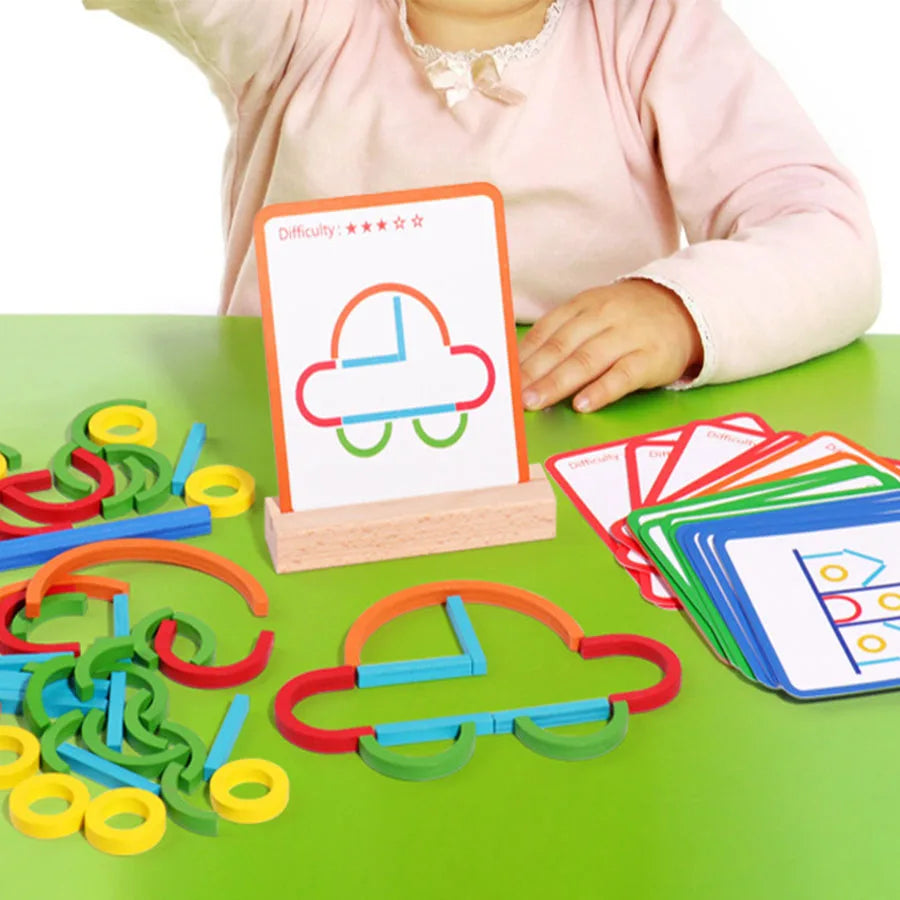 Wooden Shape Puzzle Toy | Colorful 120-Piece Learning Fun