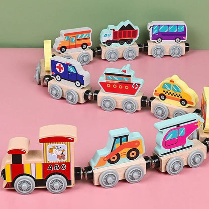 Wooden Magnetic Train Set | Colorful Learning & Motor Skills