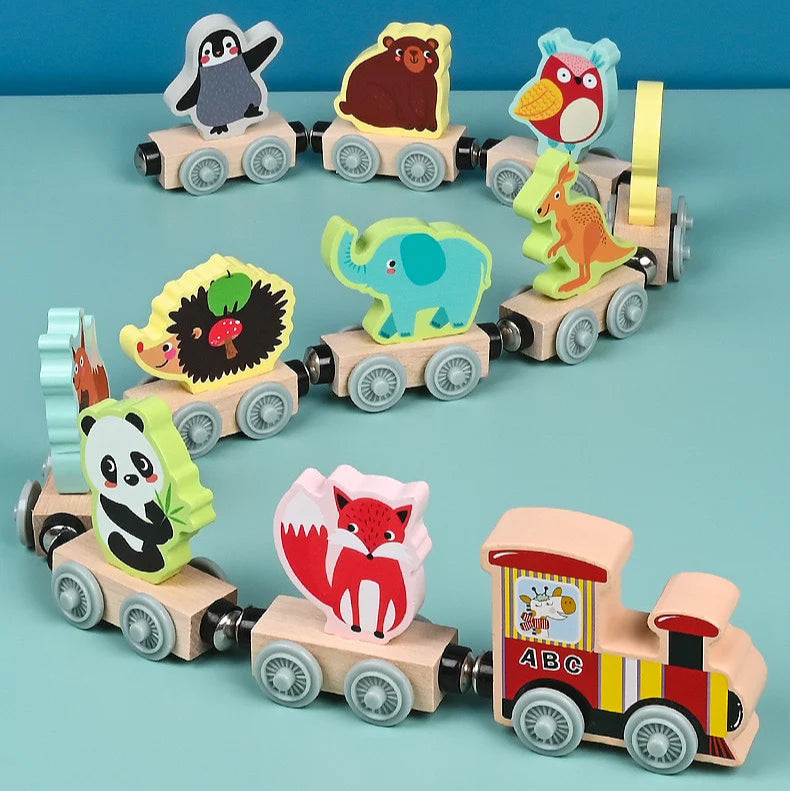 Wooden Magnetic Train Set | Colorful Learning & Motor Skills
