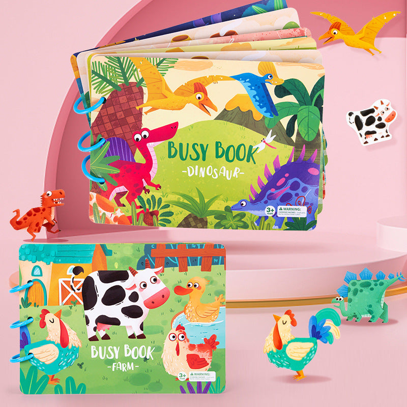Interactive Kids Book | Waterproof Cardboard with Dinosaurs and Farm Animals