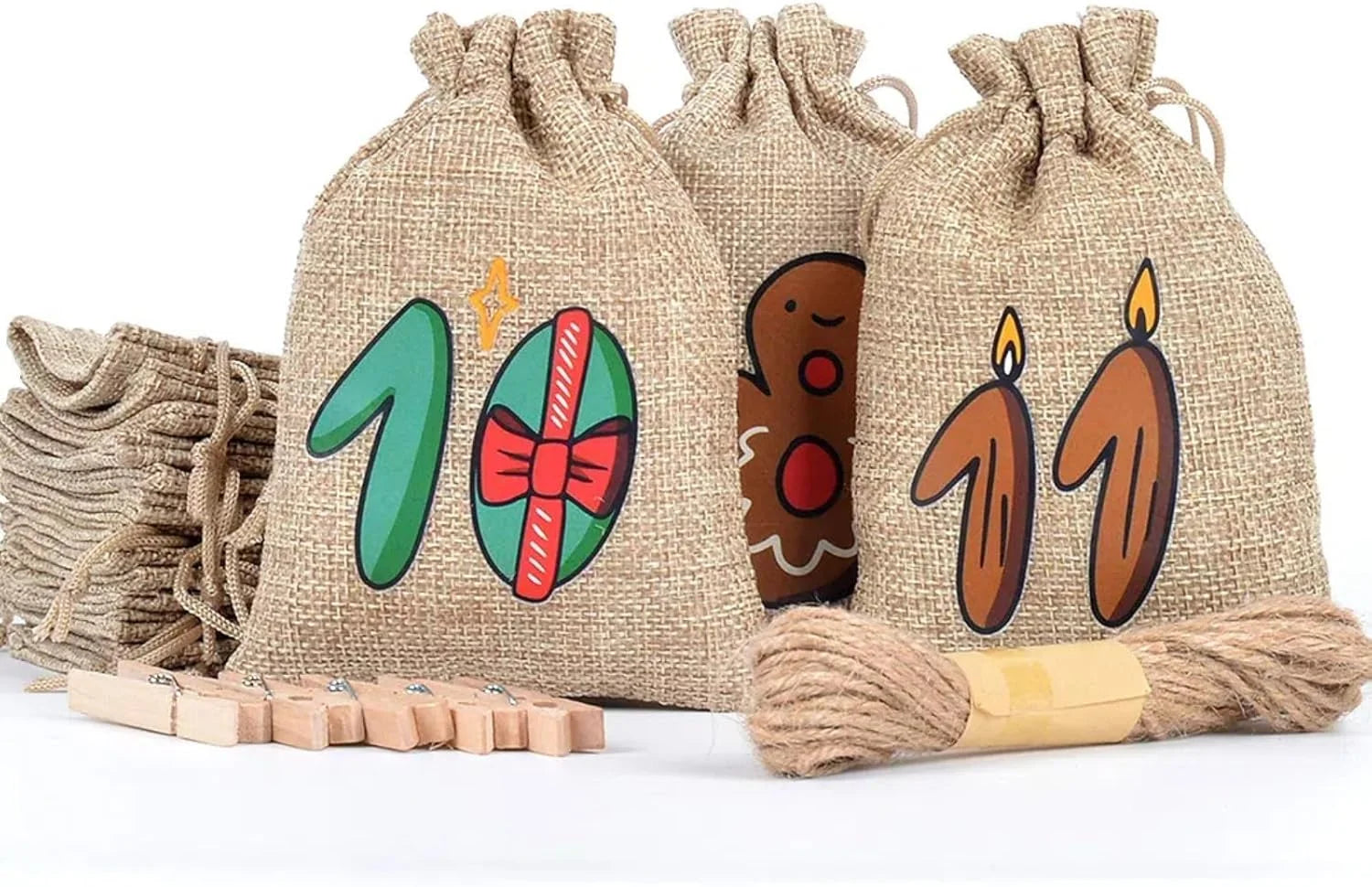 Jute Advent Calendar | Eco-Friendly Countdown with 24 Pockets