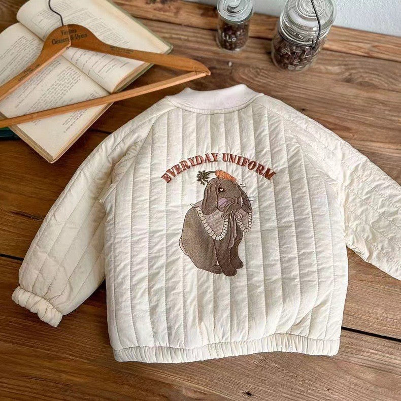 Kids Quilted Jacket | Cozy Padded Fabric with Fun Embroidery