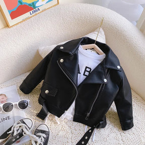 Kids' Faux Leather Biker Jacket | Warm Winter Style for Ages 2-7