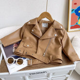 Kids' Faux Leather Biker Jacket | Warm Winter Style for Ages 2-7