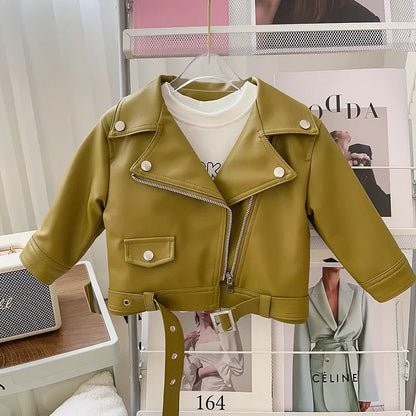 Kids' Faux Leather Biker Jacket | Warm Winter Style for Ages 2-7