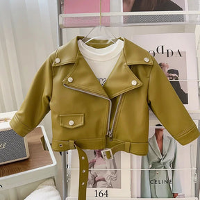 Kids' Faux Leather Biker Jacket | Warm Winter Style for Ages 2-7