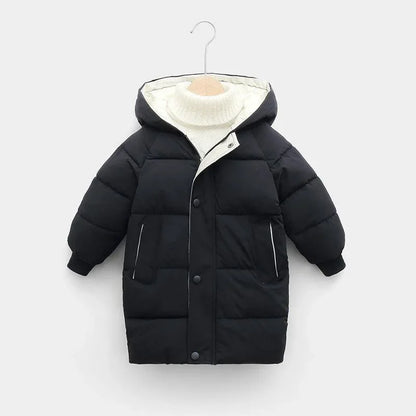 Kids' Long Down Jacket | Thickened Cotton-Padded Warmth