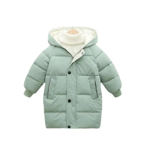 Kids' Long Down Jacket | Thickened Cotton-Padded Warmth