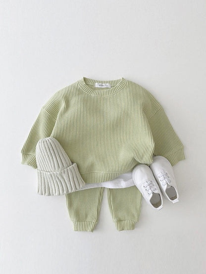 Kids’ Waffle Pajama Set | Soft Cotton Long Sleeve Top and Pants