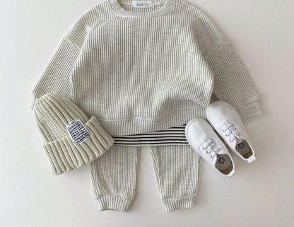 Kids’ Waffle Pajama Set | Soft Cotton Long Sleeve Top and Pants
