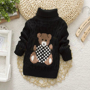 Kids Turtleneck Cable Knit Sweater | Soft Thick Acrylic Warmth