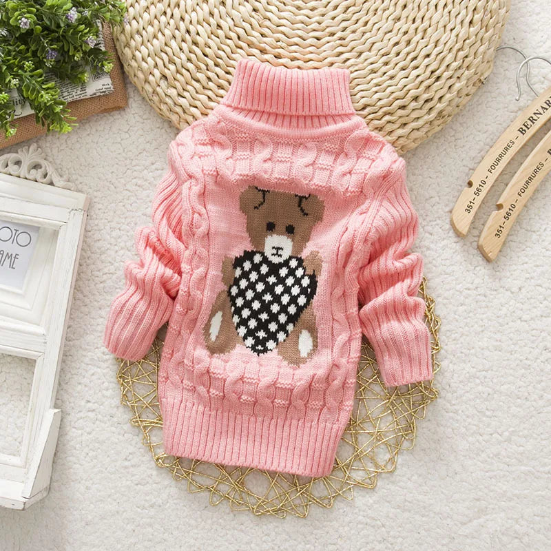 Kids Turtleneck Cable Knit Sweater | Soft Thick Acrylic Warmth