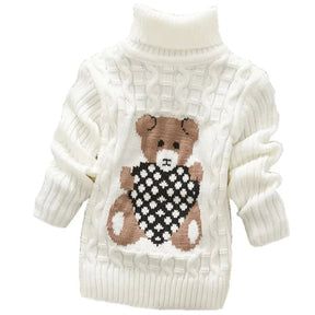 Kids Turtleneck Cable Knit Sweater | Soft Thick Acrylic Warmth