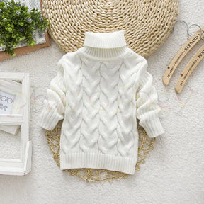 Kids Turtleneck Cable Knit Sweater | Soft Thick Acrylic Warmth