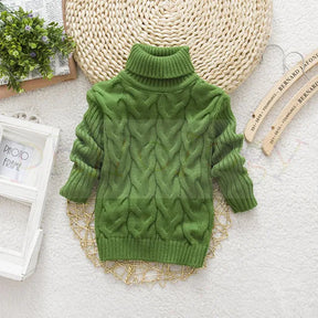 Kids Turtleneck Cable Knit Sweater | Soft Thick Acrylic Warmth