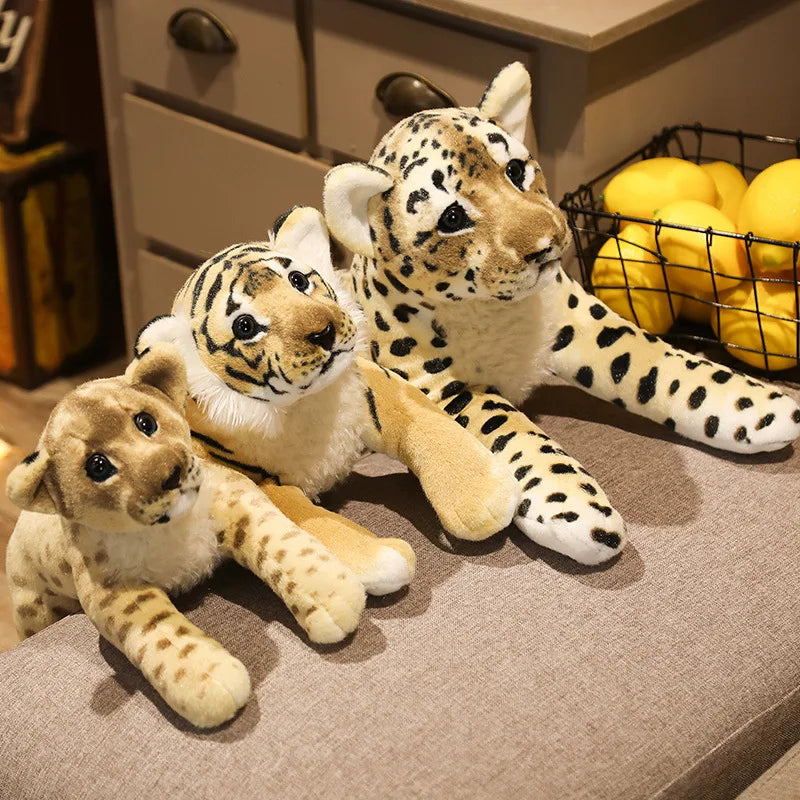 Stuffed Big Cat Set | Soft Plush Lion, Tiger, and Leopard